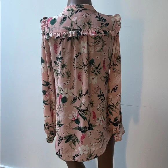 Kate Spade New York Swamped Botanical floral blouse longsleeve pink Small S - Picture 6 of 10